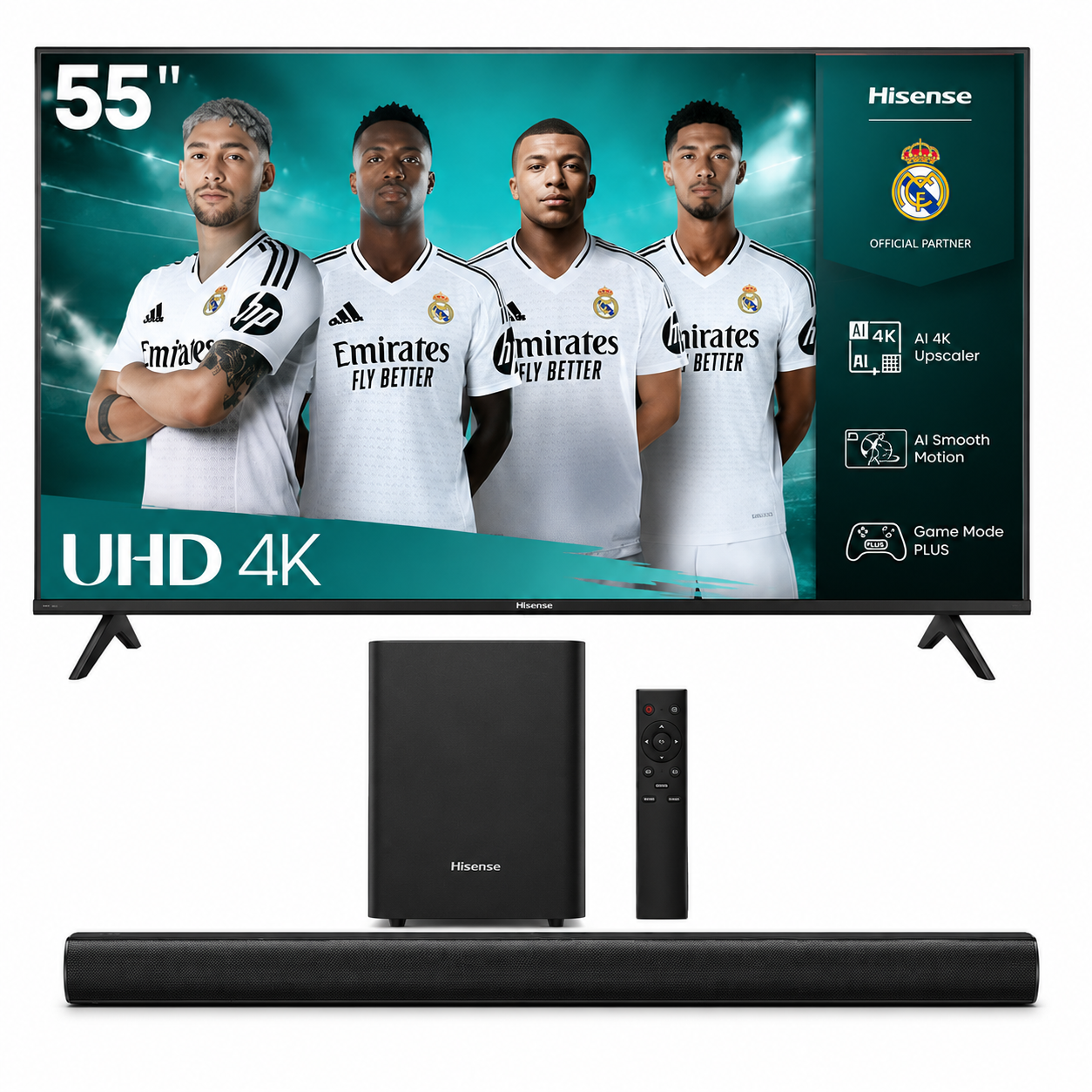 Hisense 55" UHD Smart LED TV + HS1800 140W 2.1 Channel Soundbar Bundle